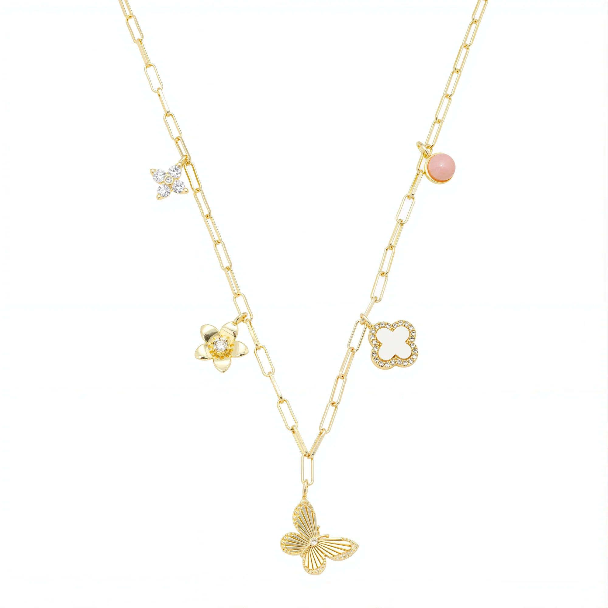 Believe by Brilliance Women's 14Kt Gold Flash Plated Cubic Zirconia and Mother of Pearl Butterfly... | Walmart (US)