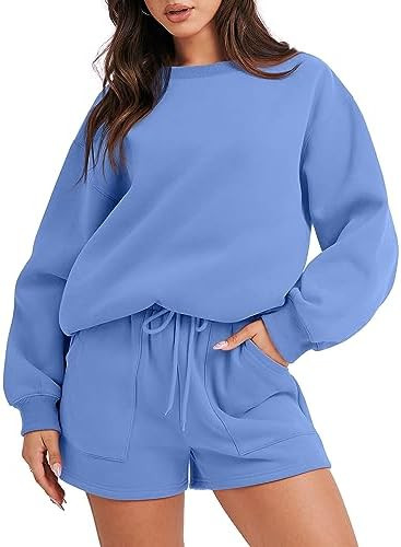 ANRABESS Women 2 Piece Outfits Sweat Shorts Sets 2026 Oversized Casual Lounge Matching Set Sweats... | Amazon (US)