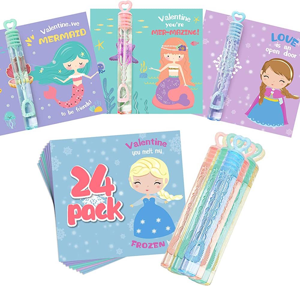 Amazon.com: Valentines Day Gifts for Kids - Valentines Day Cards for Kids - Mermaid Princess Vale... | Amazon (US)