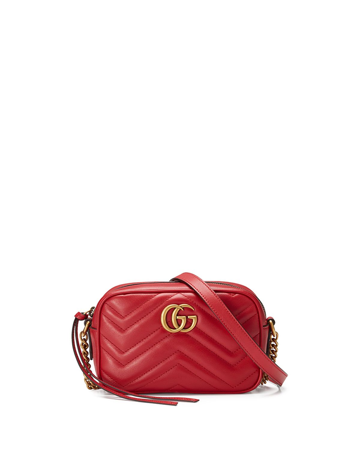 Gucci GG Marmont Mini Matelassé Camera Bag, Hibiscus Red | Neiman Marcus
