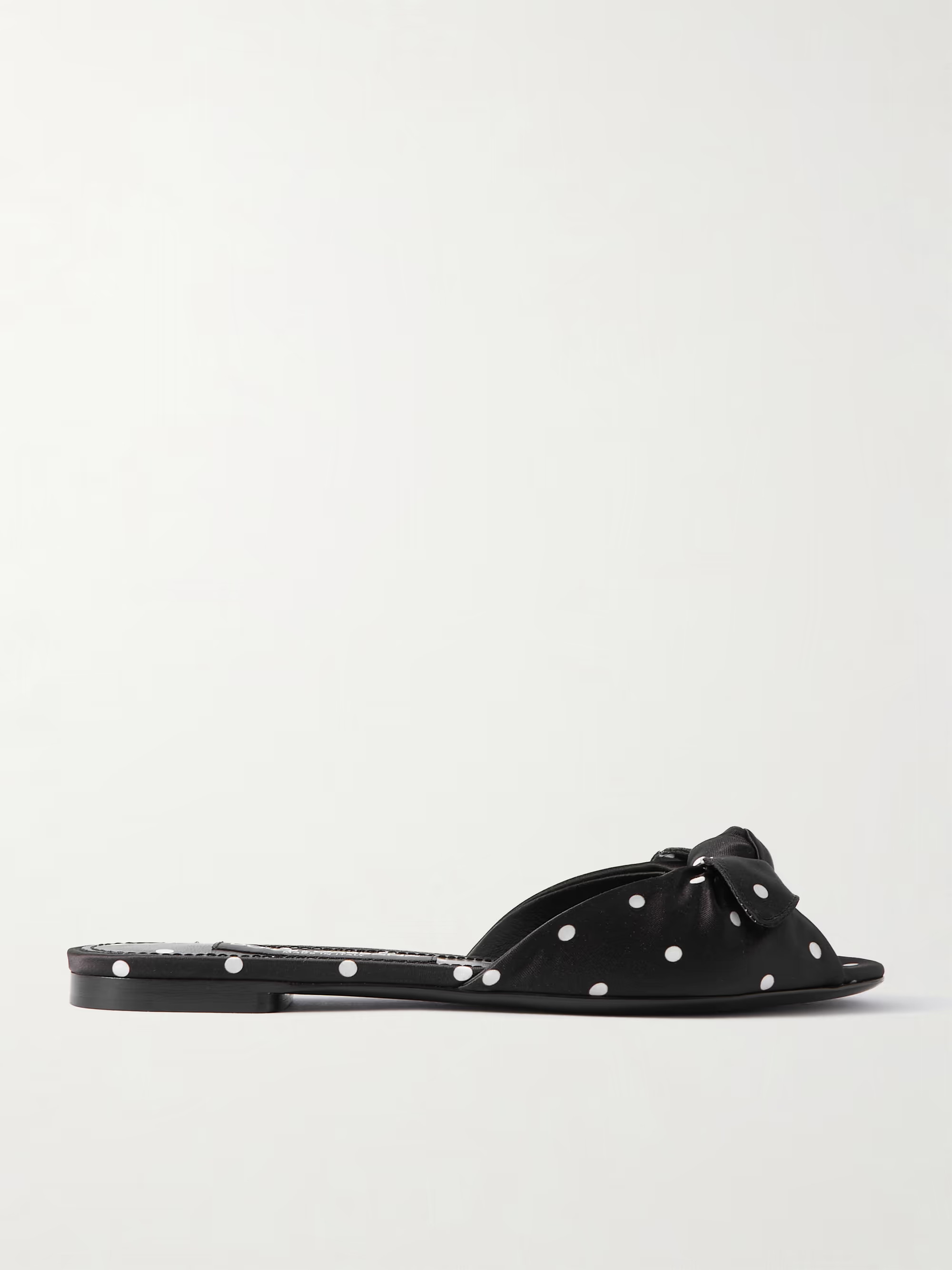 DOLCE&GABBANABianca bow-embellished polka-dot satin-twill slides | NET-A-PORTER APAC