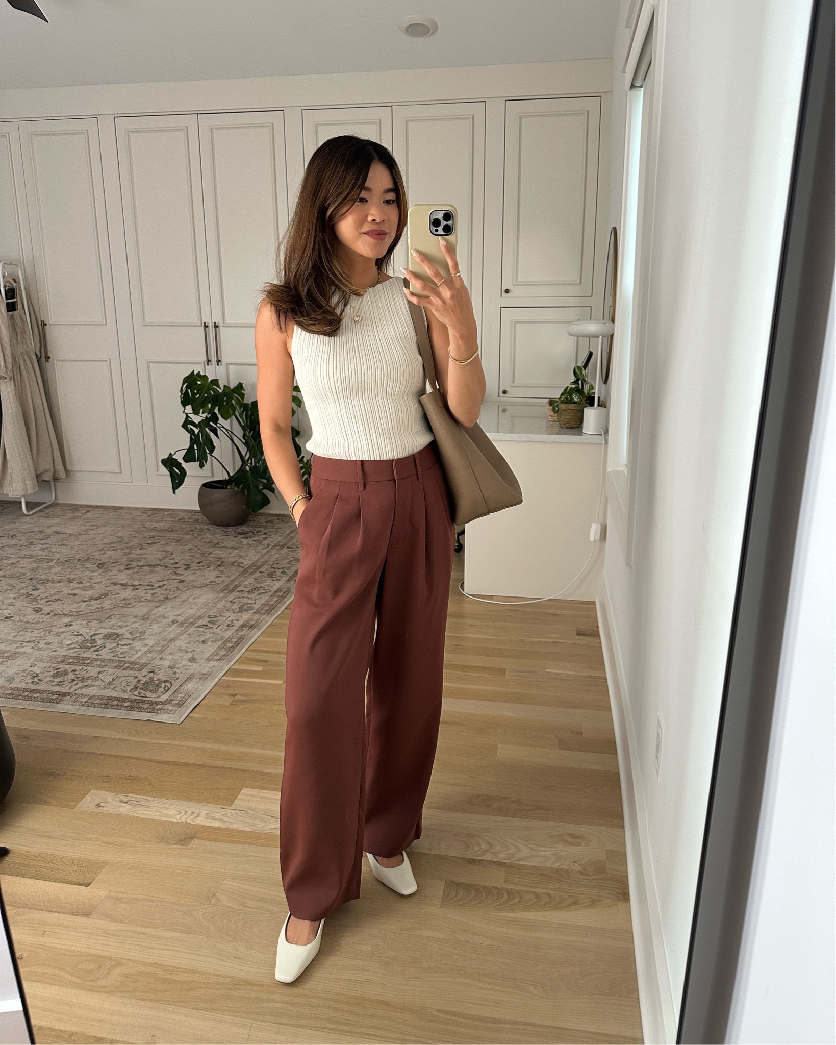This whole outfit is from @Quince. I love that these pants are petite friendly and affordable. 

Sizing info: 
Quince Stretch Crepe Pleated Wide Leg Pants - Size 0 28in inseam in Redwood Brown 
Quince Cotton Cashmere Ribbed Tank - XS in Heather Oatmeal

 petite fashion, get dressed with me, outfit inspiration, ootd, nashville outfit, Nashville influencer, petite style, vacation style, casual outfits, mom style, petite pants, spring outfits, spring outfit info, spring pants, spring outfit idea, spring top, summer pants, quince pants, work pants, spring tank, spring shoes, petite trousers, kitten heels, quince tank, summer tank, work outfit, summer work outfit,  

 

#LTKSeasonal #LTKPetite #LTKootd