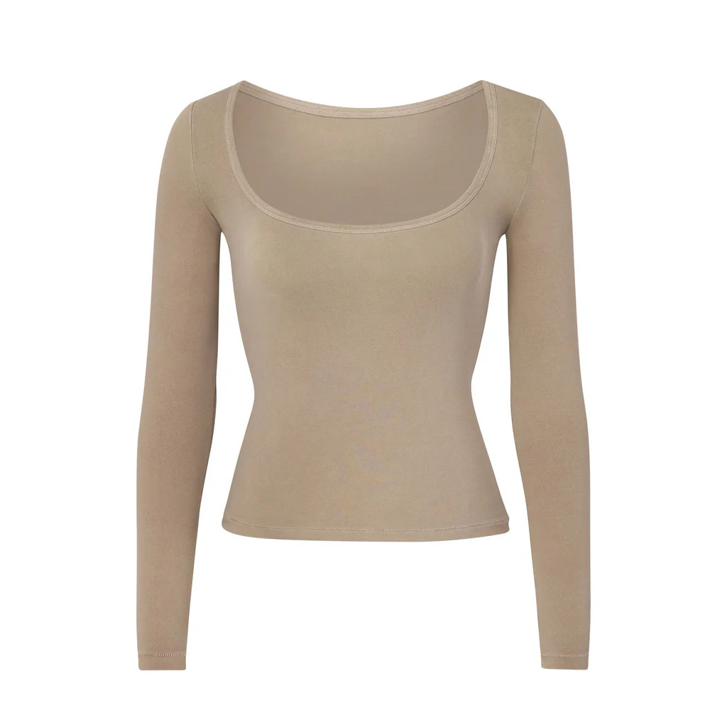 NEW VINTAGE SCOOP LONG SLEEVE T-SHIRT | DESERT | SKIMS (US)
