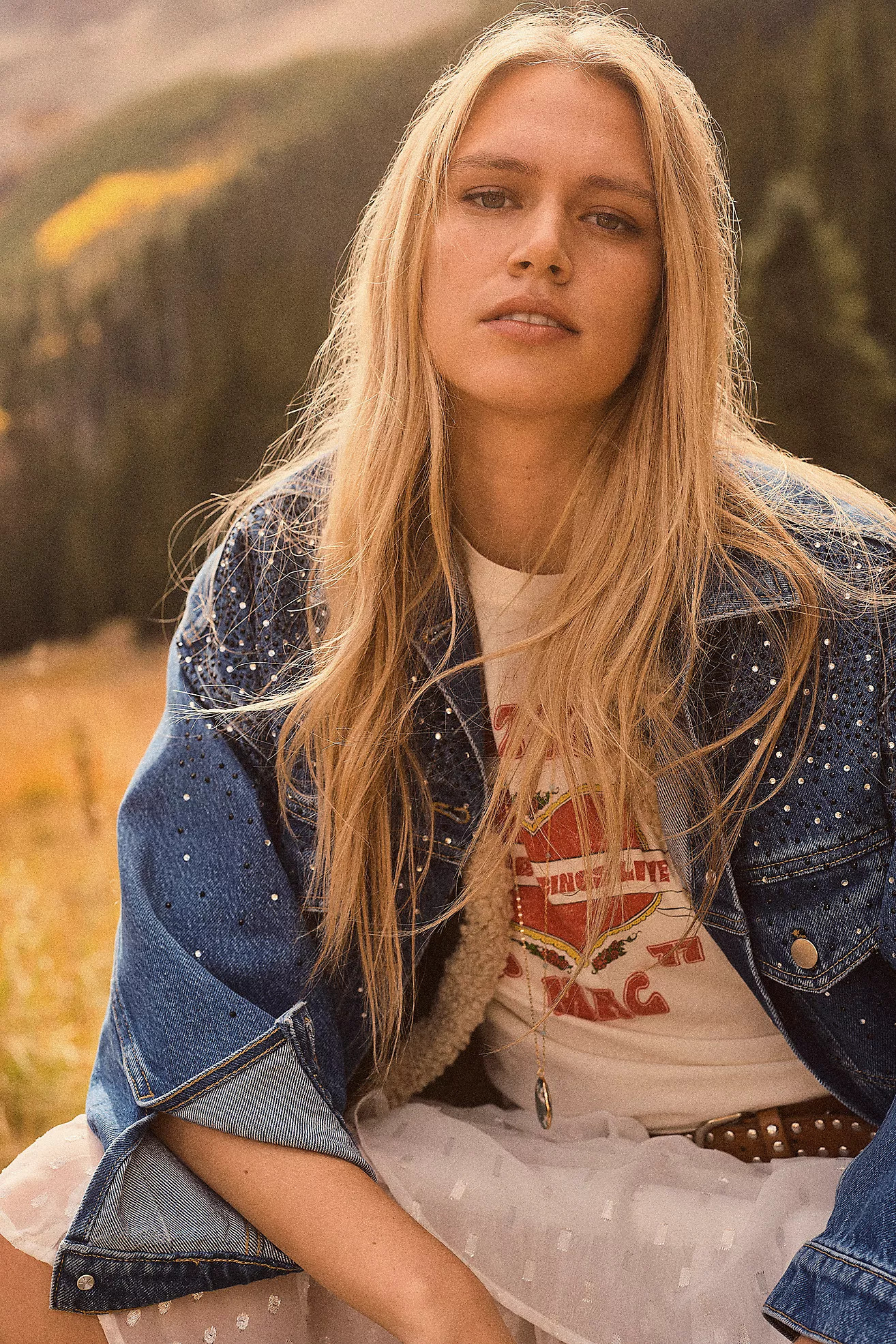 The Weston Rhinestone Denim Boyfriend Jacket by Pilcro | Anthropologie (US)