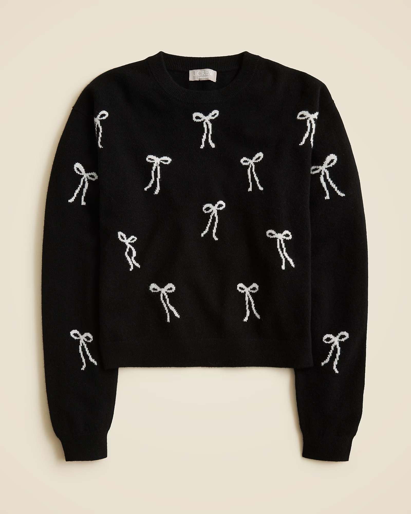 Perfect cashmere crewneck sweater in bow print | J. Crew US