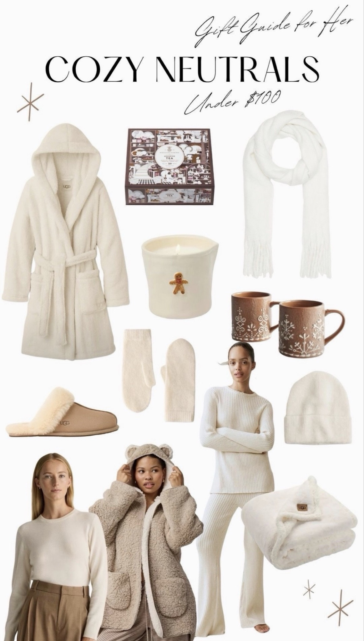 Gift Guide for Her: Cozy Neutrals.
Shop soft, plush and fluffy gifts for self-care and relaxation time under $100 
#cosy #gifts #gift #giftguide #giftsunder100 #under100 #giftguideforher #forher #beanie #scarf #slippers #uggs #blanket #robe #plush #fluffy #tea #candle #sweater #mug #loungeset #hoodies #winter 

#LTKGiftGuide #LTKFindsUnder100 #LTKHoliday #LTKSaleAlert #LTKFindsUnder50 #LTKFindsUnder100