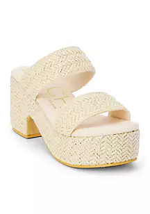 Vegan, two band sandal on a chunky platform heel. | Belk