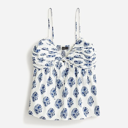 Gathered Lurex® gauze camisole in gathered floral block print | J. Crew US