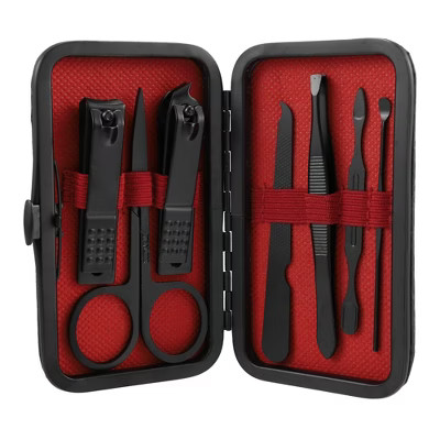 Unique Bargains Travel Stainless Steel Professional Manicure Set Black 1 Set | Target