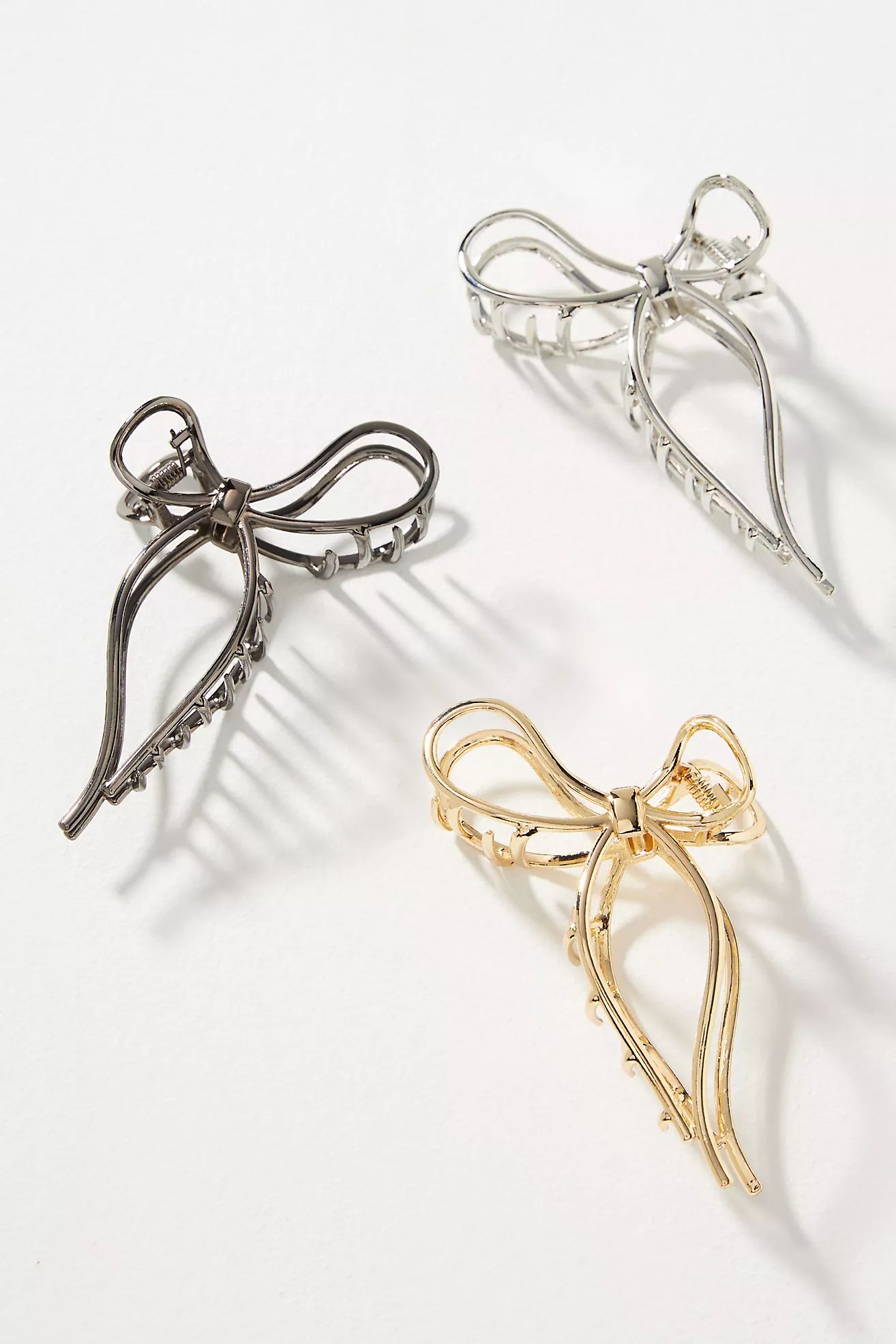 Metal Bow Hair Claw Clips, Set of 3 | Anthropologie (US)