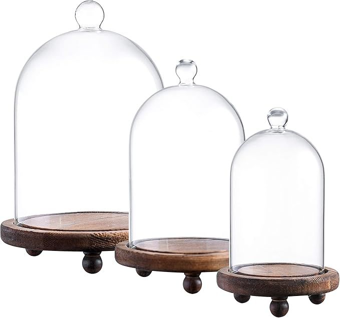 KMwares 3pcs Glass Bell Shape Dome(5.7"/4.9"/4.3") | Cloche Display various decor and accessories... | Amazon (US)