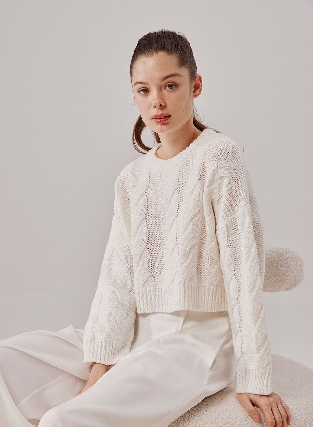 Cable-Knit Cropped Sweater | NAP Loungewear