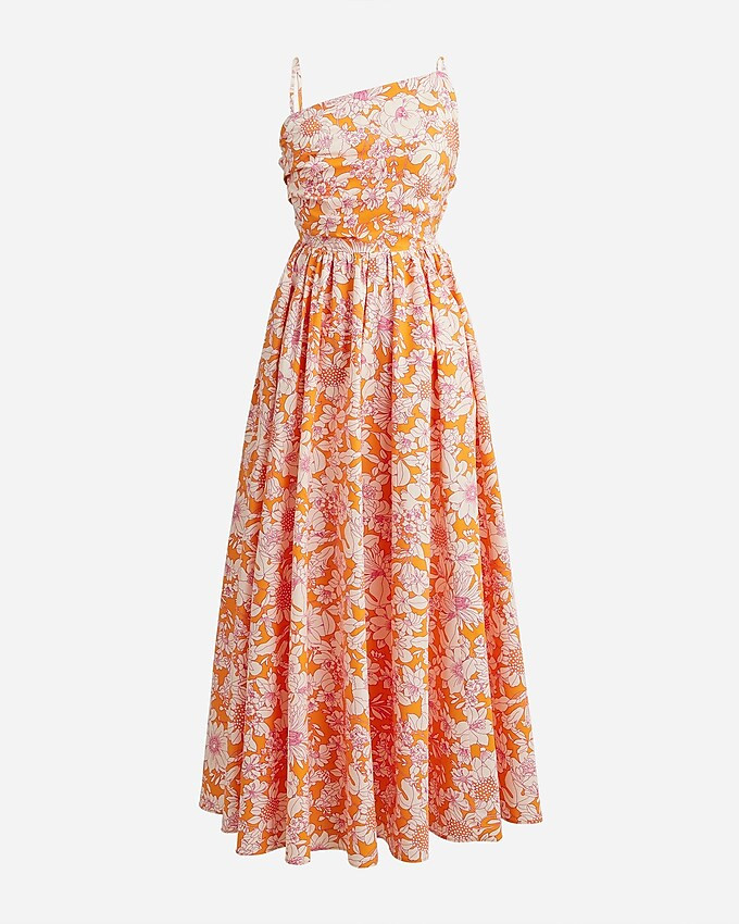 Collection side-cutout midi dress in orange floral cotton poplin | J. Crew US