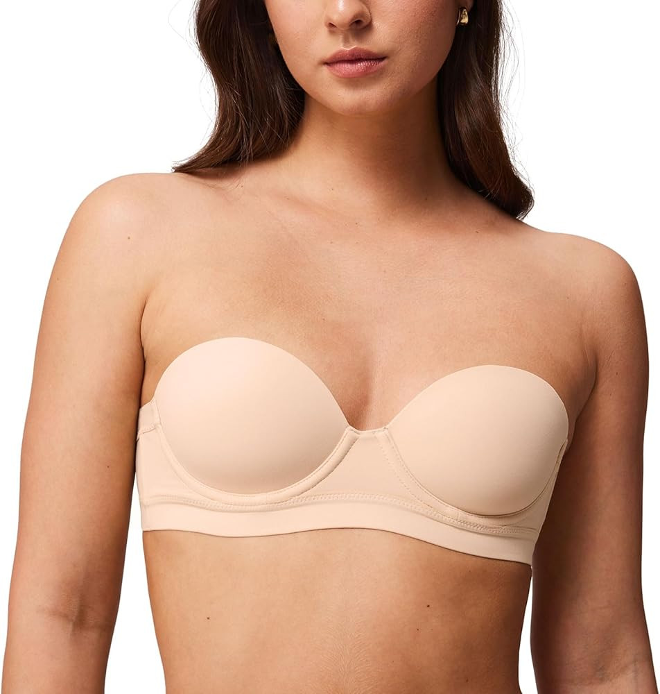 Strapless Bras for Women Small Breasted Balconette Demi Underwire Lightly Lined Seamless Bra 32AA... | Amazon (US)