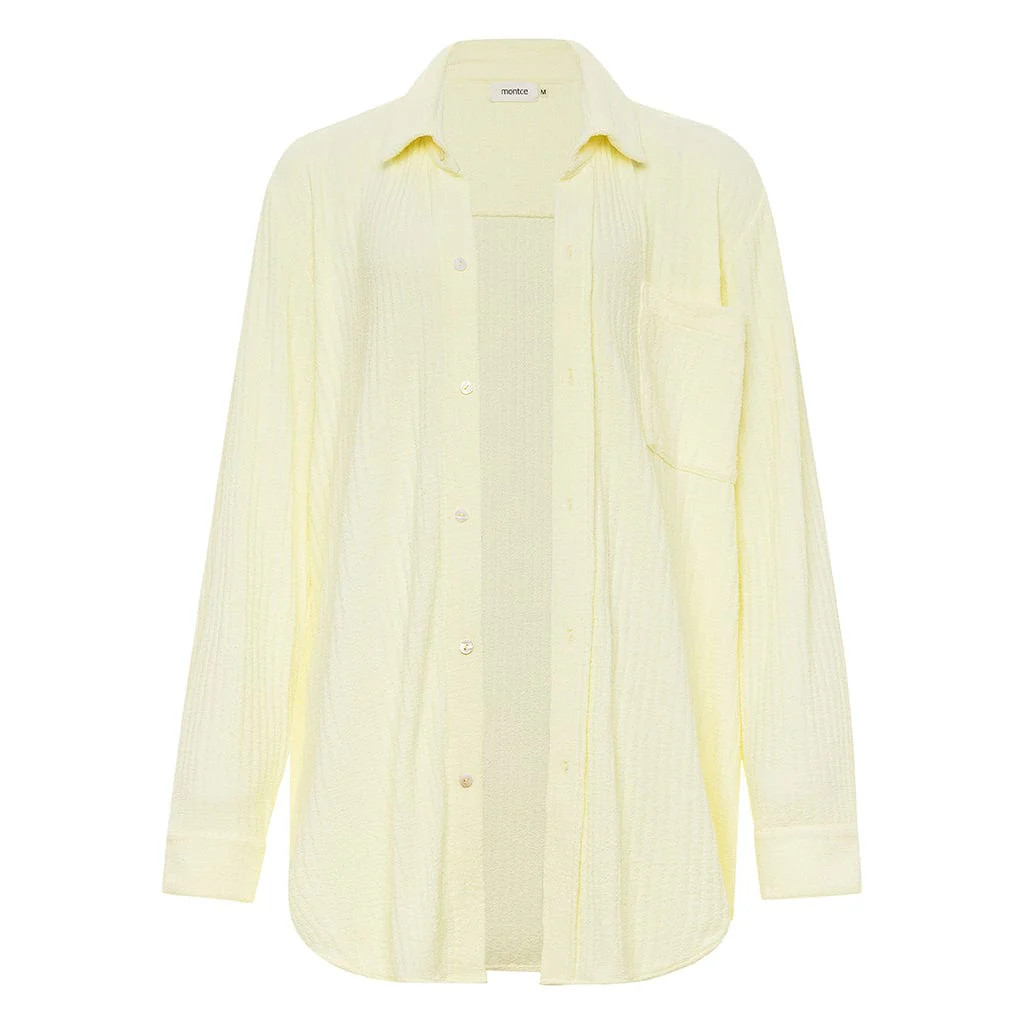 Buttercream Rib Long Sleeve Button Down Shirt | Montce