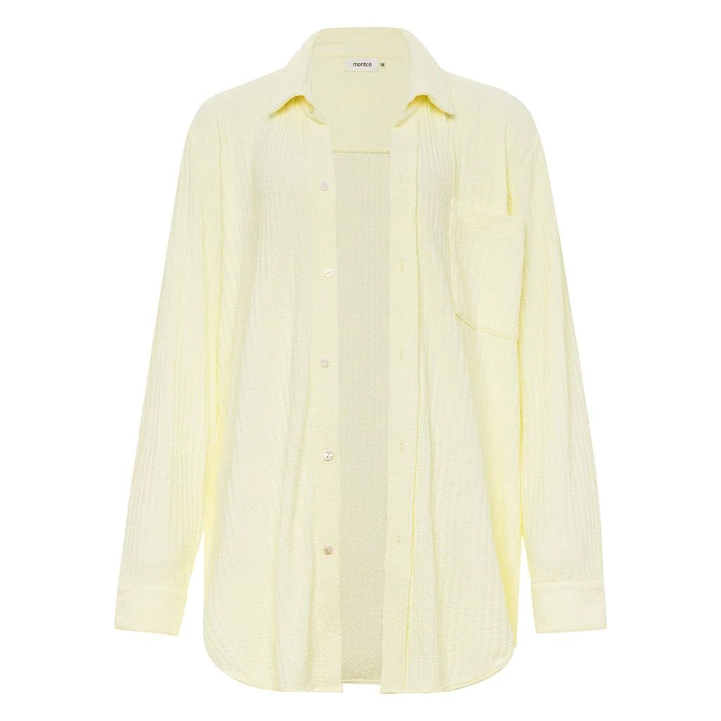 Buttercream Rib Long Sleeve Button Down Shirt | Montce