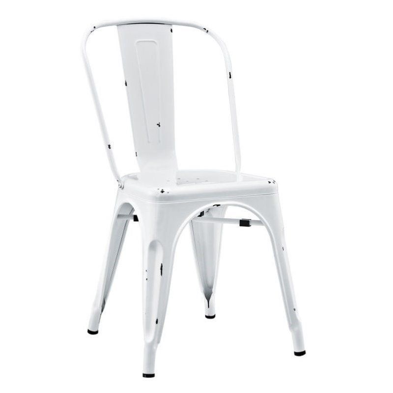 Metal Cafe Chair in Antique White | Cymax Stores