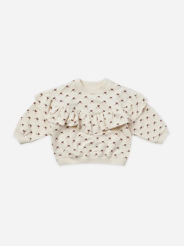 ruffle fleece sweatshirt | hearts | Quincy Mae