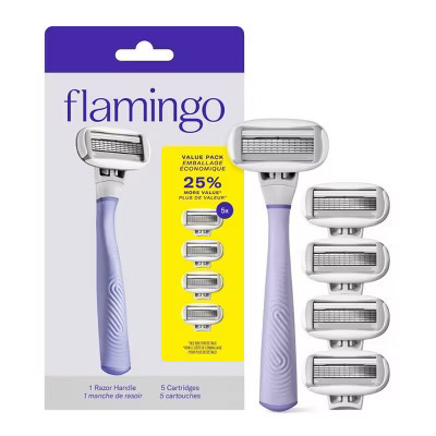 Flamingo Value Pack Non-Disposable Razor with Handle - Lilac - 5ct | Target
