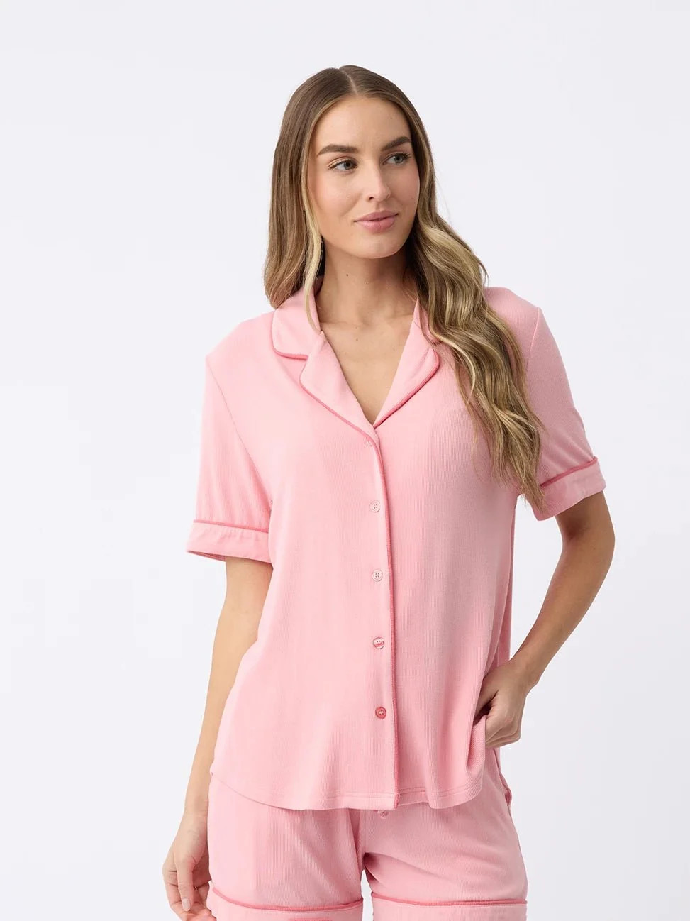 Women's Bamboo Rib-Knit Classic Short Sleeve Pajama Top | Cozy Earth