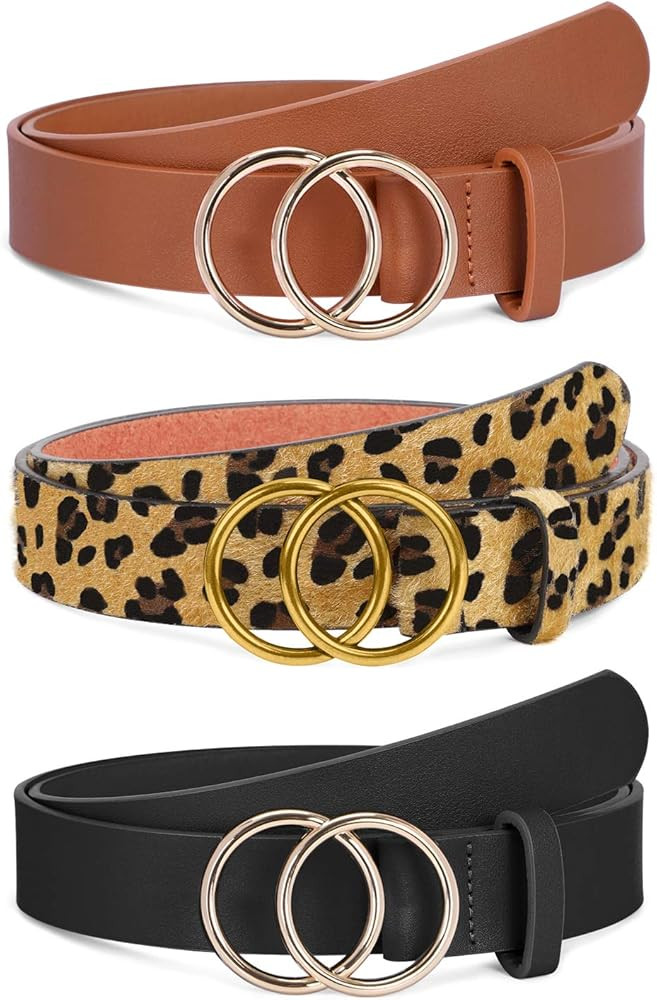 3 Pack Faux leather Belts | Amazon (US)