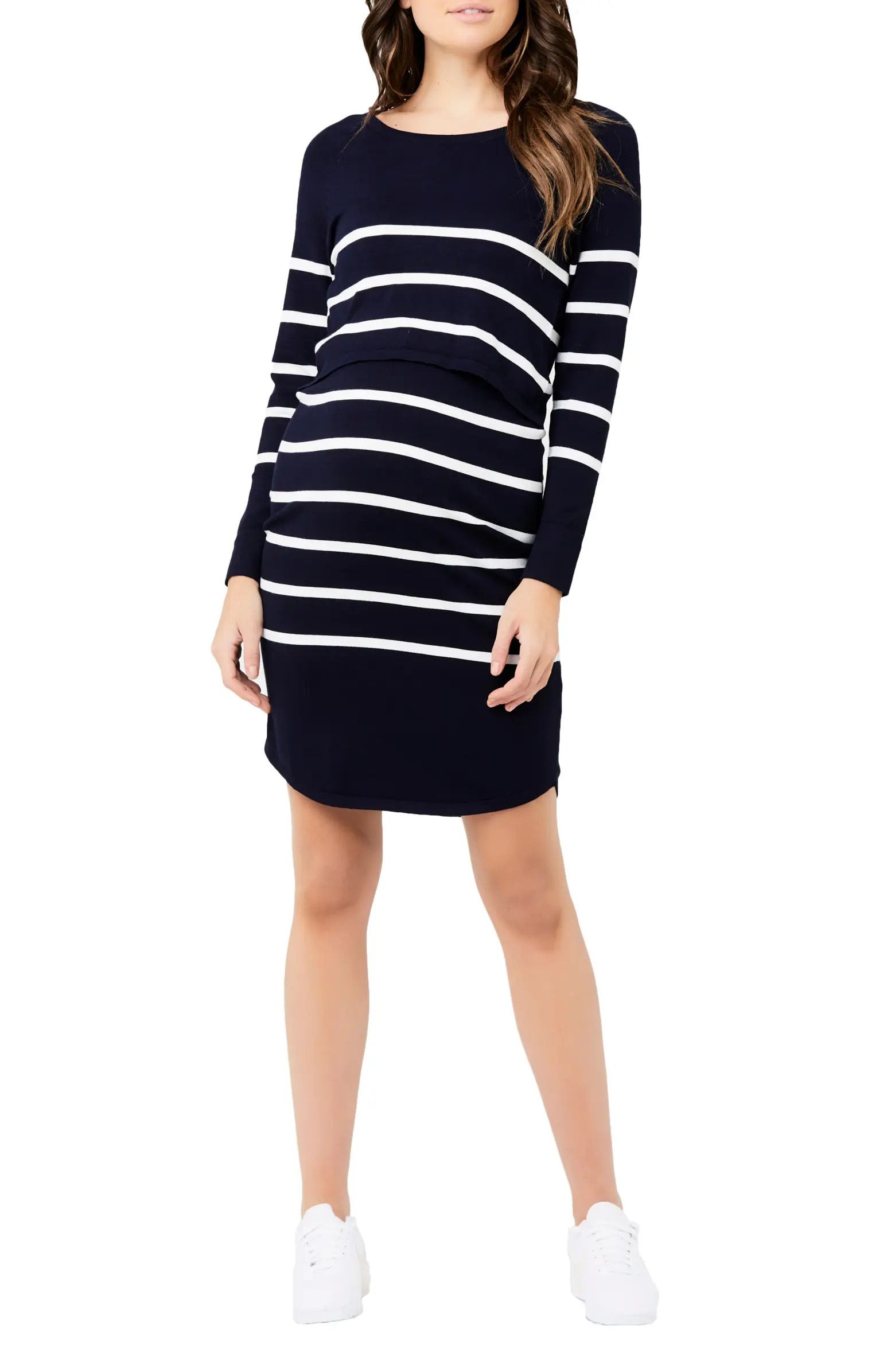 Ripe Maternity Valerie Stripe Long Sleeve Tunic Maternity Sweater Dress | Nordstrom | Nordstrom