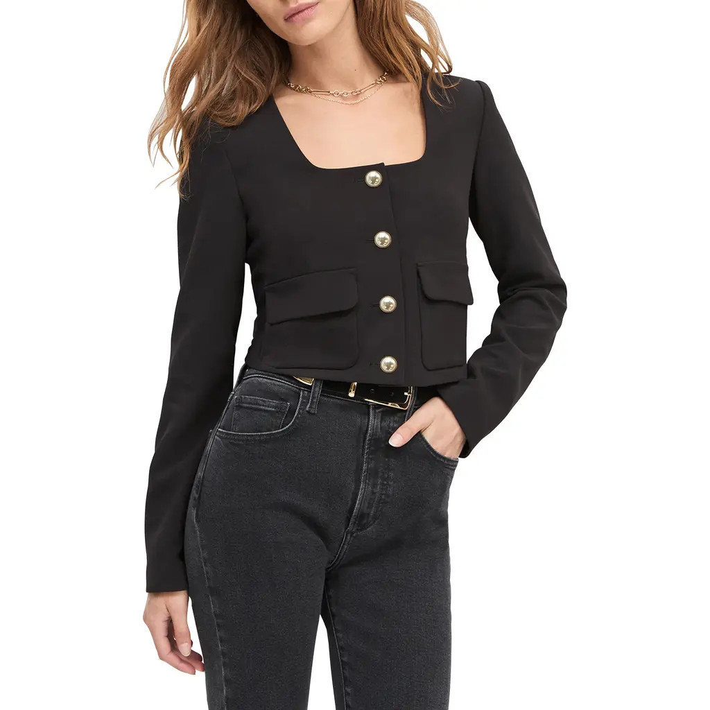 Favorite Daughter The Laura Crop Jacket in Black at Nordstrom, Size Small | Nordstrom
