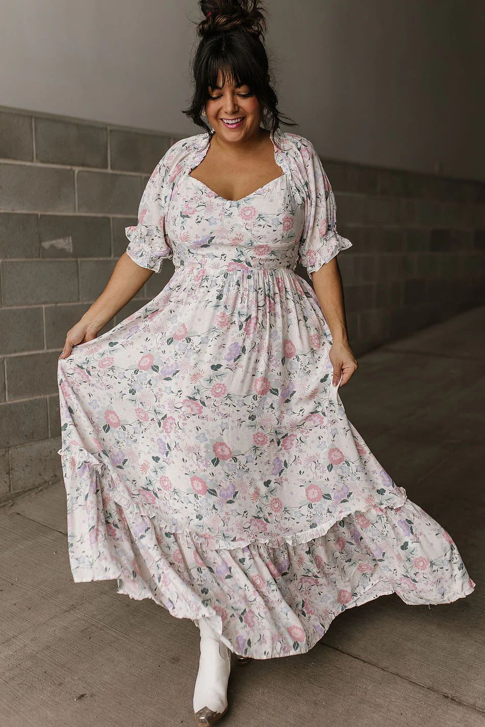 Floral Sweetheart Neckline Maxi Dress with Puff Sleeves | Lottie Maxi Dress | Mindy Mae's Market