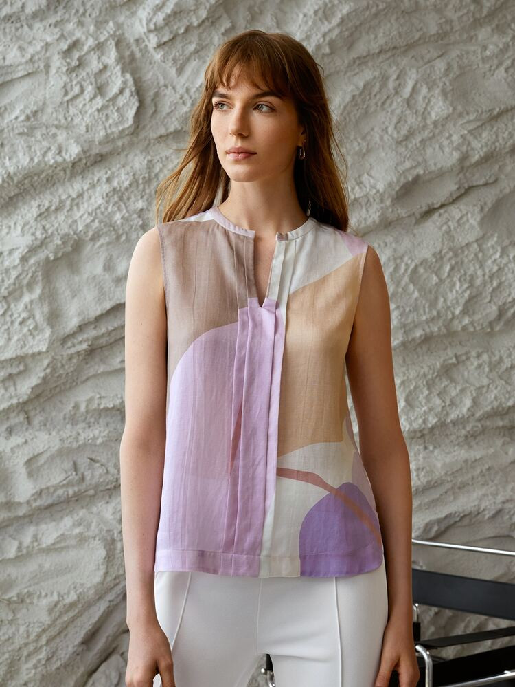 MOTF PREMIUM LINEN COLORBLOCK POPOVER TOP | SHEIN