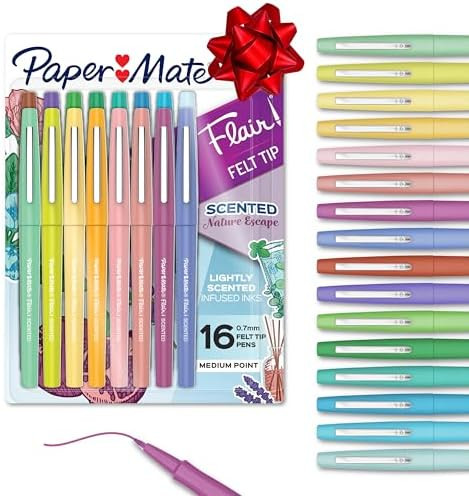 Paper Mate Flair Nature Escape Scented Felt Tip Pens, Medium Point (0.7mm), Assorted Colors, 16 C... | Amazon (US)
