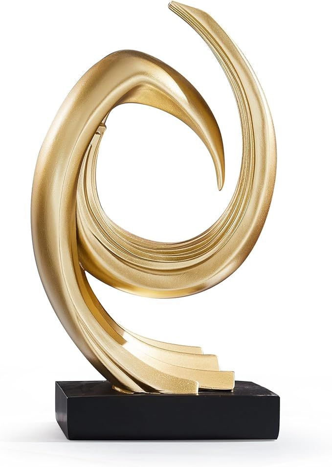 FJS Abstract Art Gold Statue Sculptures for Home Decor Modern Resin Living Room Decor Decorations... | Amazon (US)