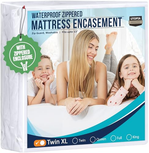Utopia Bedding Mattress Protector Zippered Twin XL Size, 100% Waterproof Bed Bug and Dust Mite Proof Mattress Encasement, Absorbent 6 Sided Mattress Cover | Amazon (US)