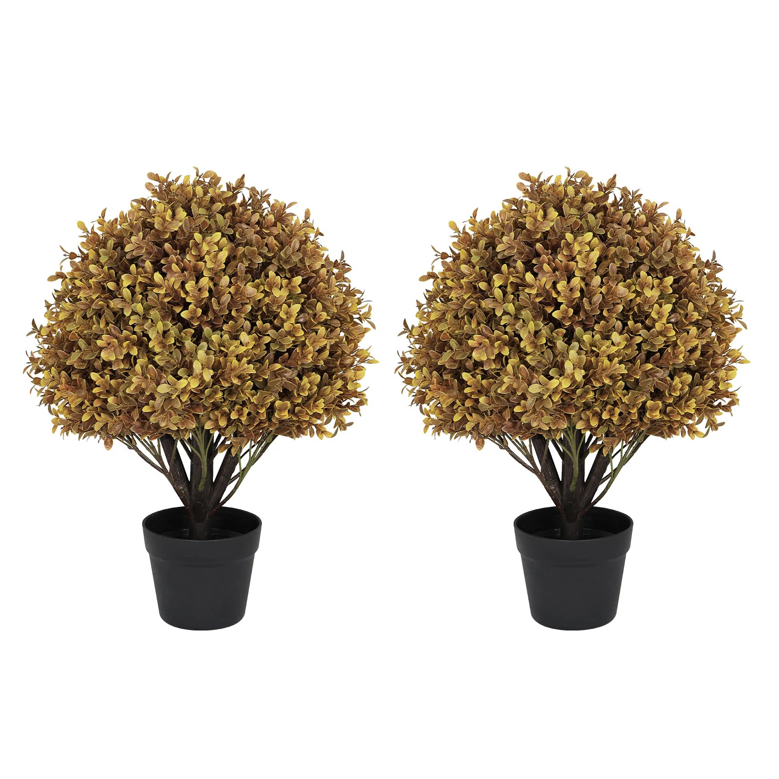 24" Artificial Fall Autumn Decor Outdoor Boxwood Topiary Ball Tree Potted Tree | Wayfair North America