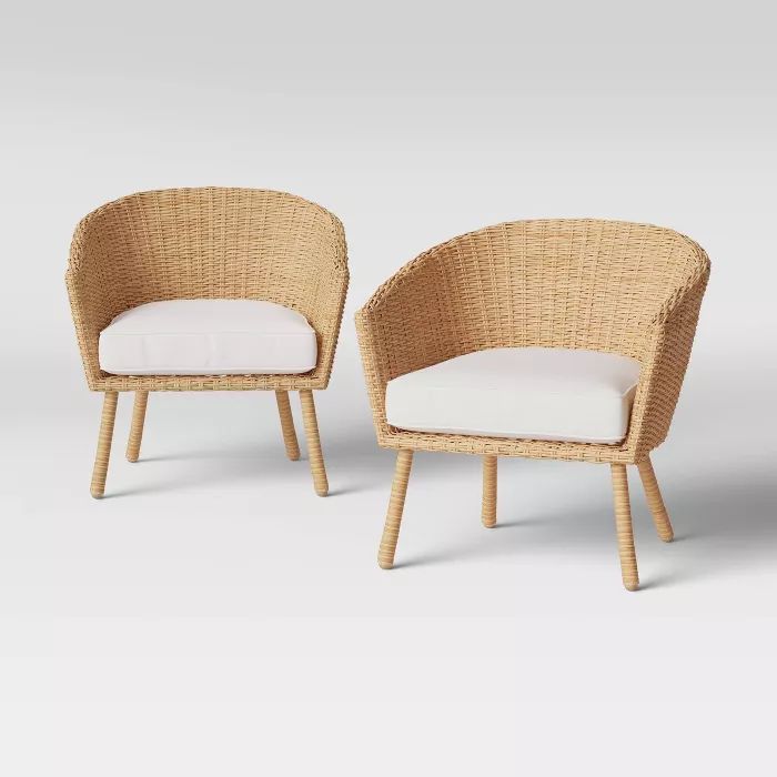 2pk Eliot Closed Weave Wicker Patio Club Chairs - Threshold™ | Target