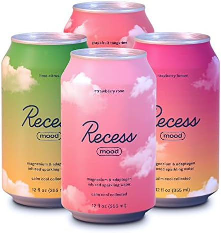 Recess Mood Magnesium Supplement Drink Calming Beverage, 12 Ounce, Pack of 12 (Variety Pack, 12 P... | Amazon (US)