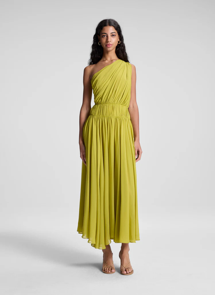 Drew Silk One Shoulder Midi Dress | A.L.C