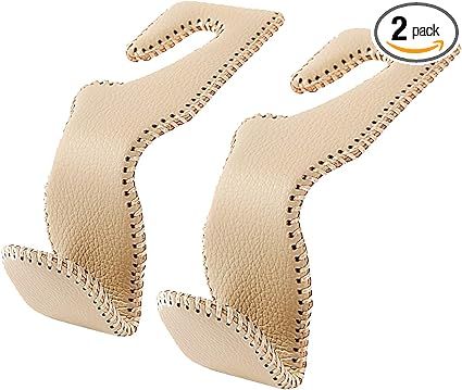 Headrest Hooks for Purses and Bags, Car Back Seat Headrest Hanger Vehicle Beige Leather Storage H... | Amazon (US)