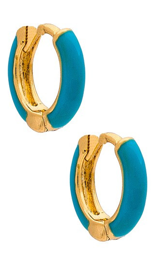 Mini Enamel Huggies in Ocean | Revolve Clothing (Global)