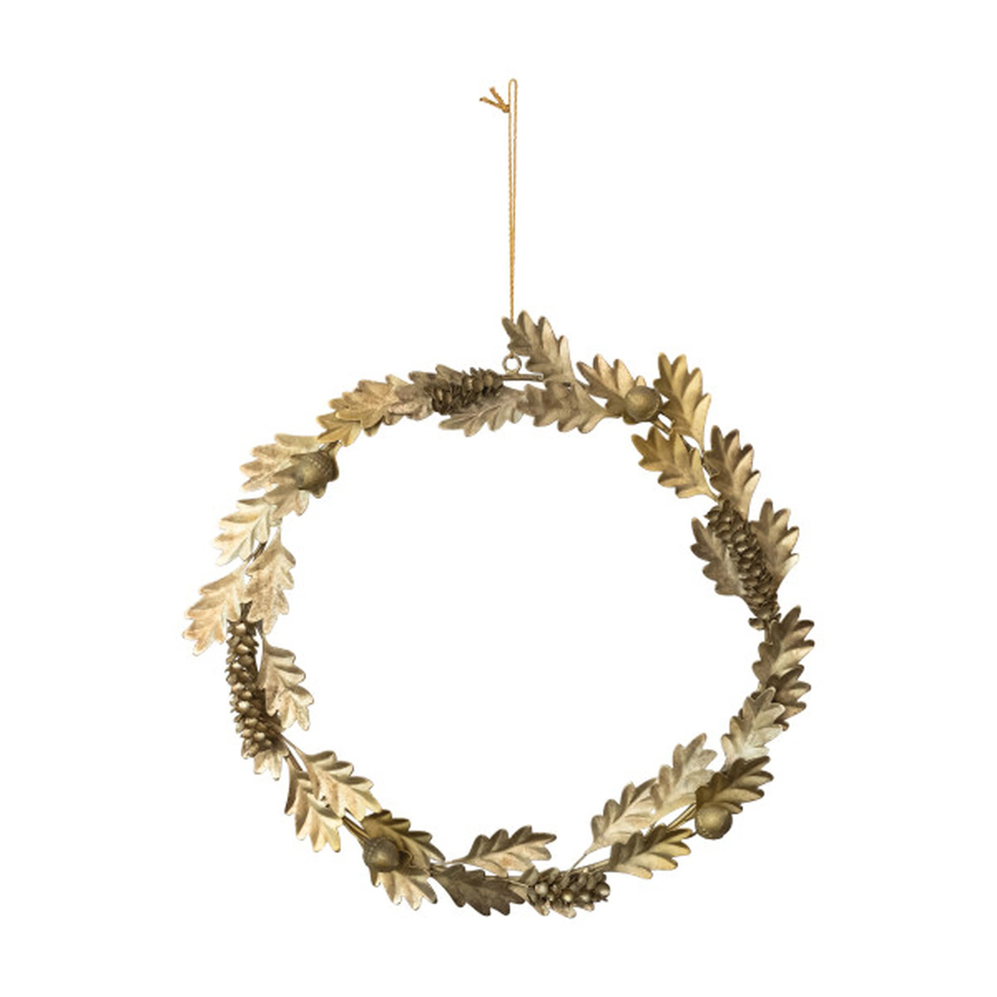 Round Metal Oak Leaves, Pinecones And Acorns Wreath | Wayfair North America