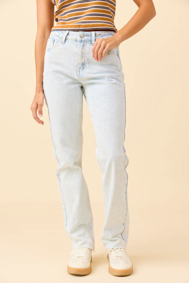 Elizabeth Light Wash Straight Leg Jeans SALE | Pink Lily
