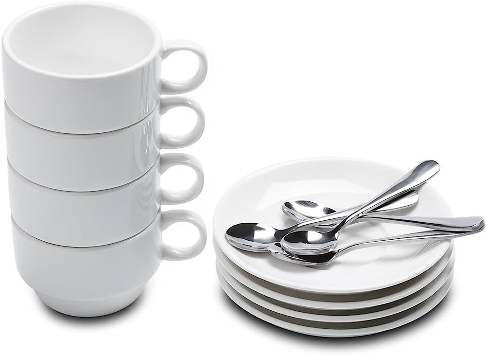 AOZITA Espresso Cups and Saucers with Espresso Spoons, Stackable Espresso Mugs,12-piece 2.5-Ounce... | Amazon (US)