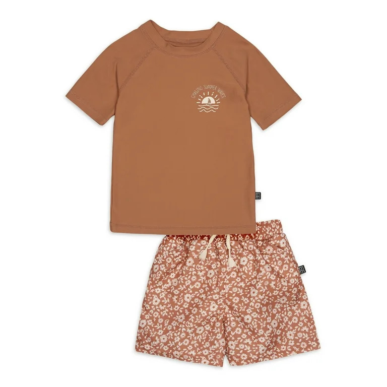 Modern Moments By Gerber Toddler Boy Rashguard and Swim Trunks Set, 12M-5T | Walmart (US)
