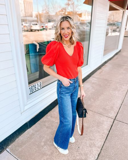 Obsessing over this red top!! Pair with wide leg jeans and sneakers for the perfect casual look. 

Kendra Scott / Kendra Scott jewelry / Madewell / wide leg jeans 

#LTKfindsunder100 #LTKshoecrush #LTKfindsunder50