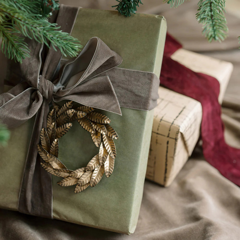 5" Iron Wreath Ornament, Brass | CG Hunter