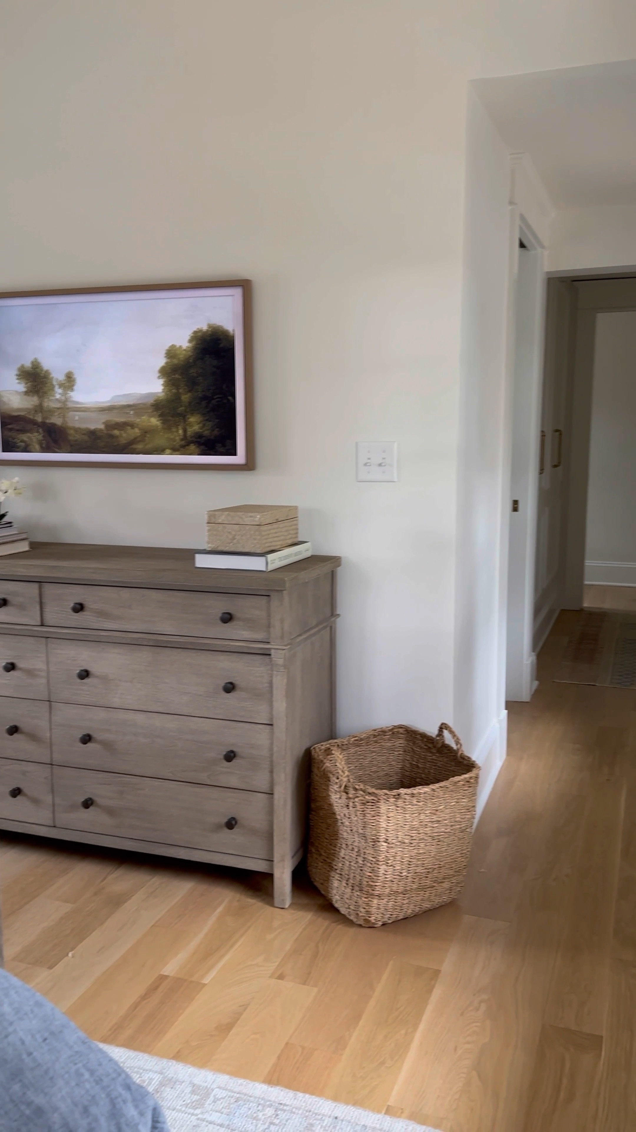 Quiet mornings ✨ Head over to stories to shop the weekend sales - there’s some amazing steals! Enjoy 🤍
•
•
•
primary bedroom suite, wardrobe, dresser styling, frame tv, neutral bedroom, bedroom decor, home decor, bedroom styling 

#LTKhome #LTKsalealert #LTKfindsunder50