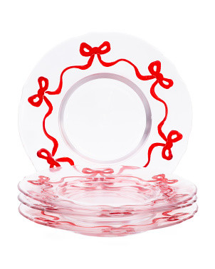Set Of 4 Bow Ribbon Border Plates | Kitchen & Dining Room | Marshalls | Marshalls