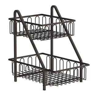 2-Tier Bronze Metal Fruit Baskets with Handle For Countertop (12 in. H x 12 in. W x 9 in. D) | The Home Depot