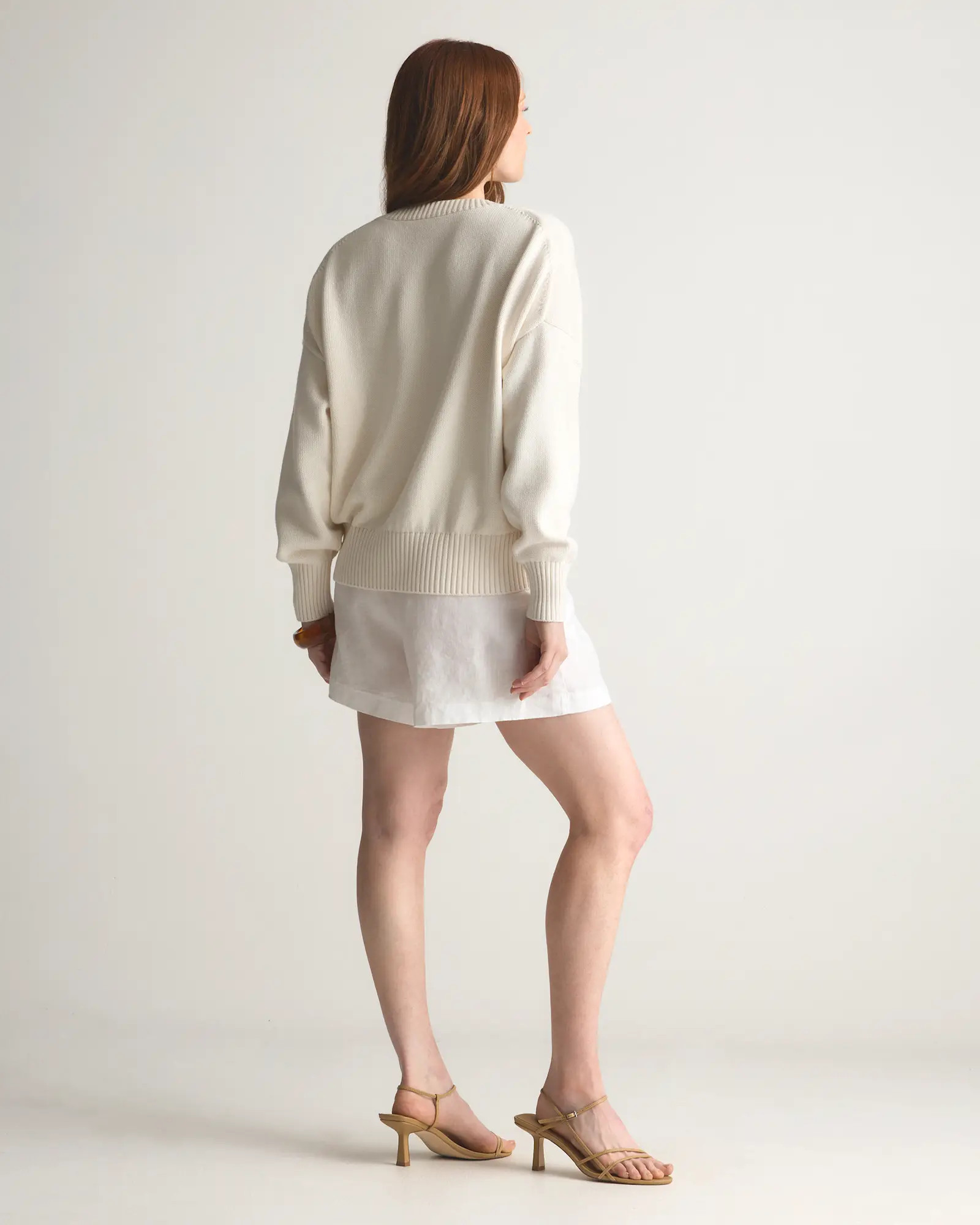 100% Organic Cotton Boyfriend Crew Sweater in Ivory | Quince