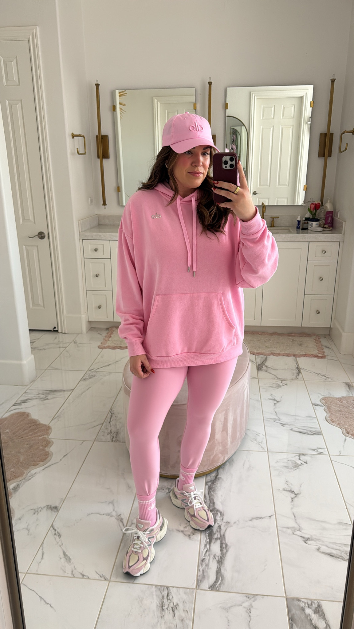 curvy midsize altheisure look! wearing size large in oversized hoodie and leggings. sweet pink color 💕 

#LTKSeasonal #LTKActive #LTKMidsize