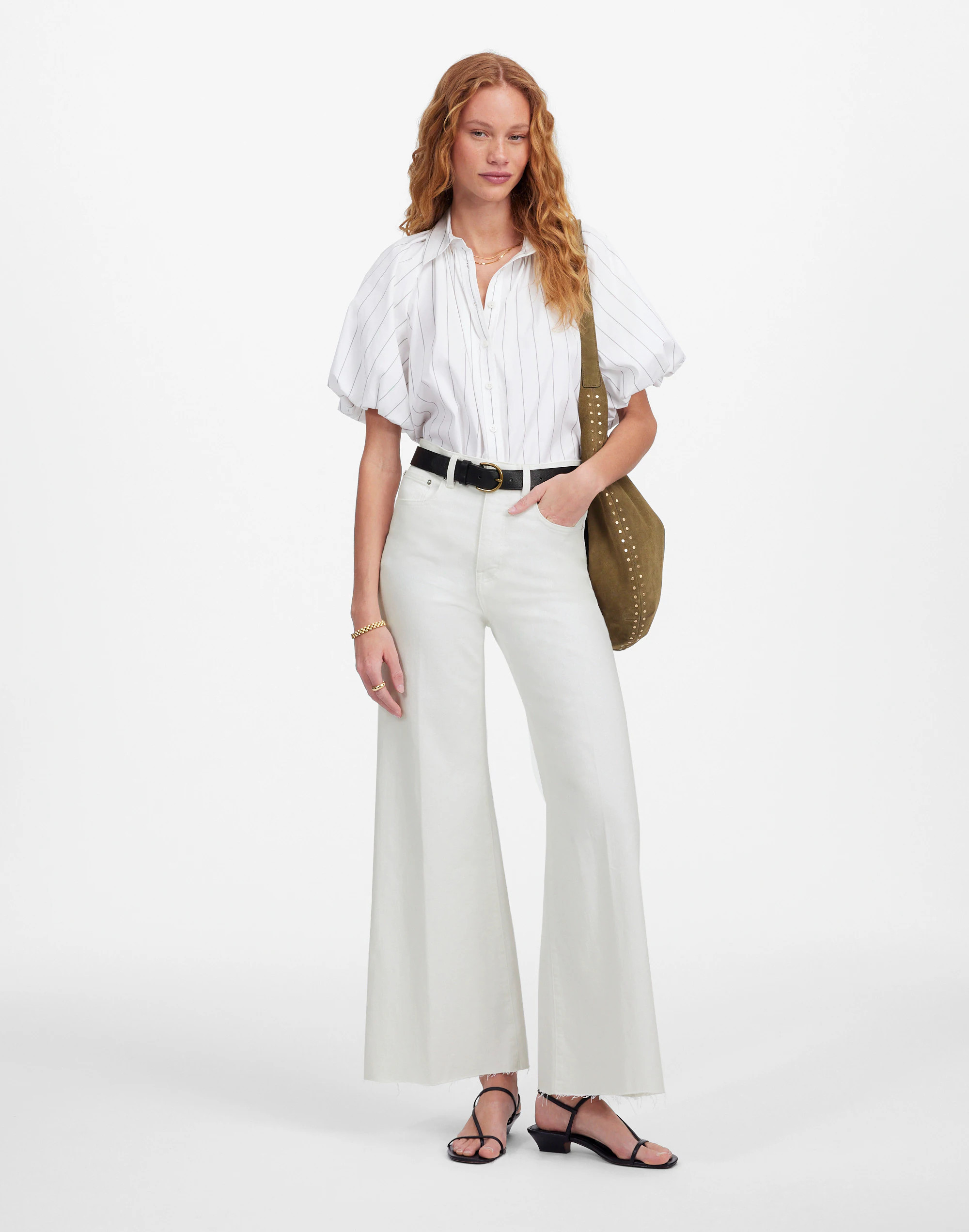 Flared Wide-Leg Crop Jeans in Pure White | Madewell